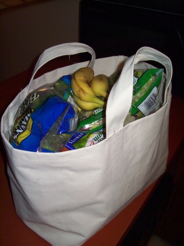 Grocery bags filled with stuff