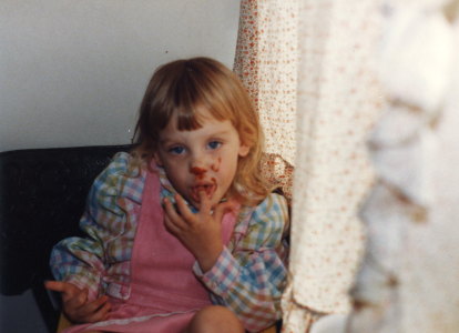 Young Anna with something red on her face
