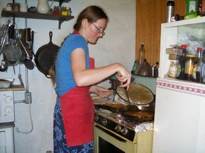 Rebekah M. dipping tortillas