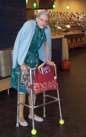 Rebekah dressed as an old woman