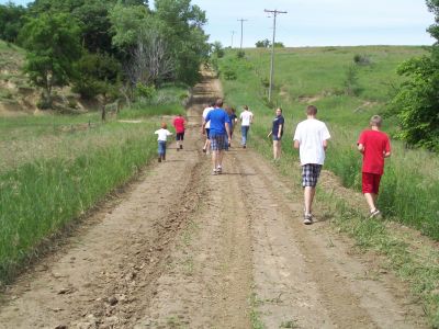 The cousins set off for a romp