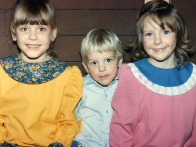 The kids in Mom-made outfits