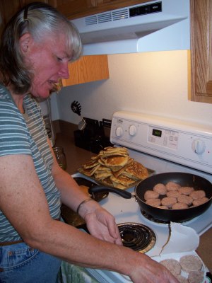 Mom making breakfast