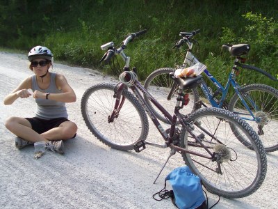 Joanna and our bikes