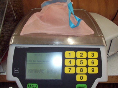 Produce bag on grocery scale