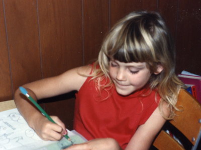 Anna doing school