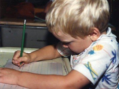 Josh doing school