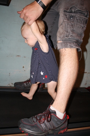 Little Miss on a treadmill