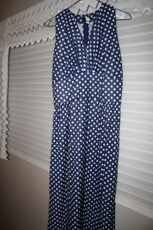 Blue polka-dot maxi dress