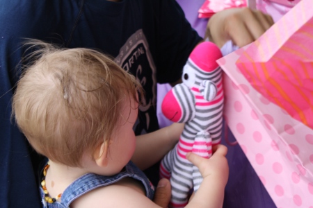 Miss H with Sock Monkey